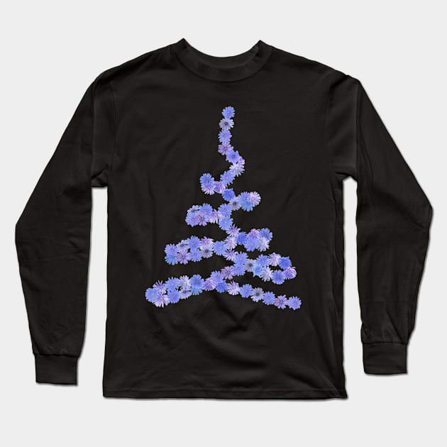 Blue and Purple Chicory Flowers Tree Long Sleeve T-Shirt by Flowers on t-shirts